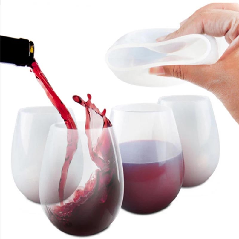 12oz нечупливи силиконови чаши за вино, чаши за многократна употреба на винени чаши за партита, къмпинг, плажове и лодки, безсилни силиконови чаши за вино, хипи хмел,